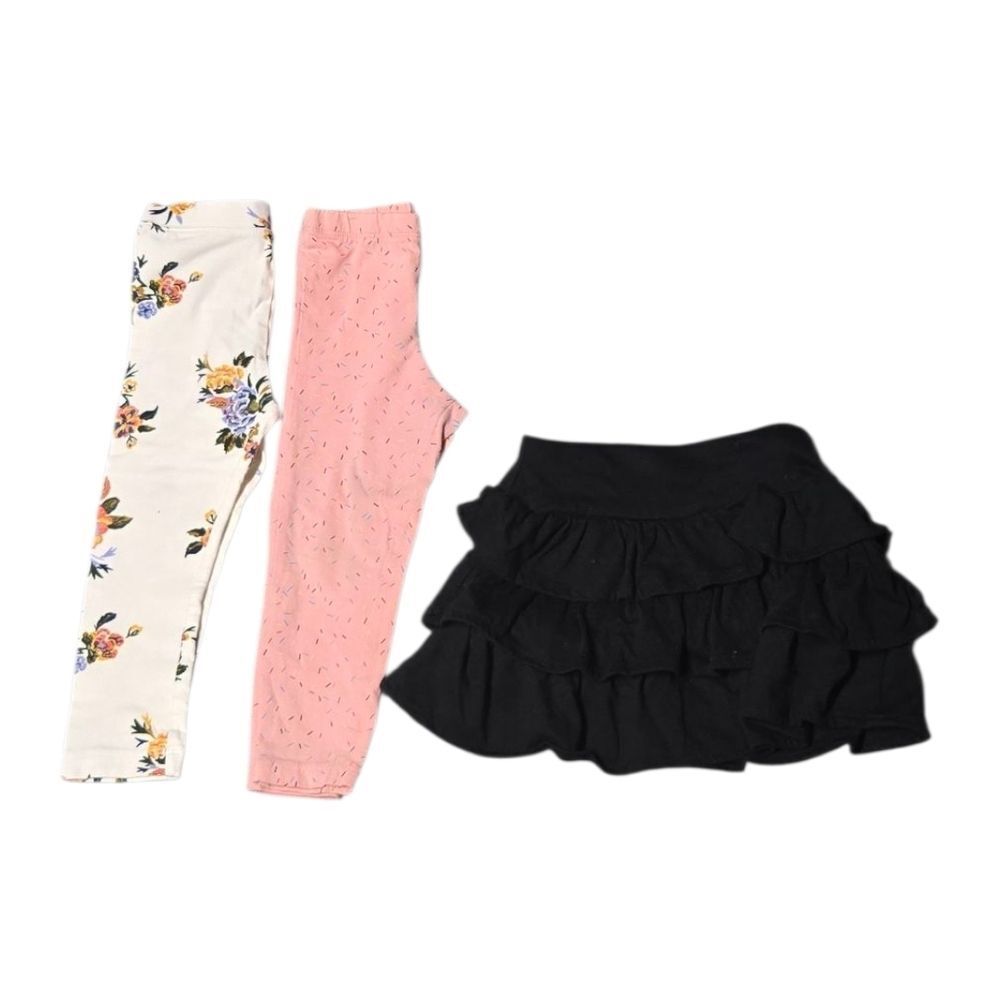 Toddler Girls 2T Bottoms Bundle 3pc Cartwheel Leggings & Ruffled Skort Cute Lot